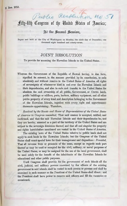 Framed Print : Hawaii. Joint Resolution to Provide for Annexing the Hawaiian Islands to the United States Framed Print : Hawaii. Joint Resolution to Provide for Annexing the Hawaiian Islands to the United States
