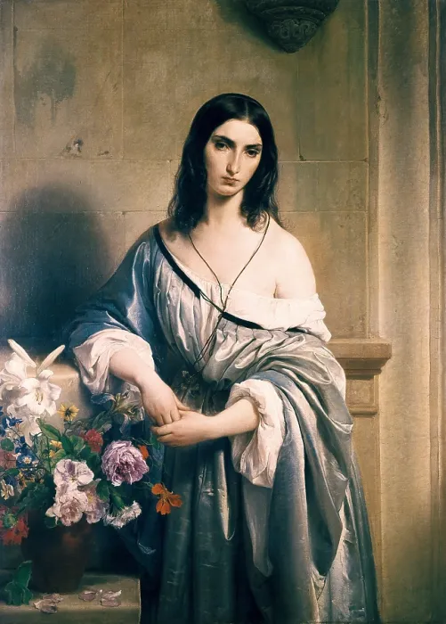 Framed Print : HAYEZ, Francesco (1791-1882). Melancholic Thoughts. 1842. Romanticism. Oil on canvas. ITALY. Milan. Pinacotheca of Brera