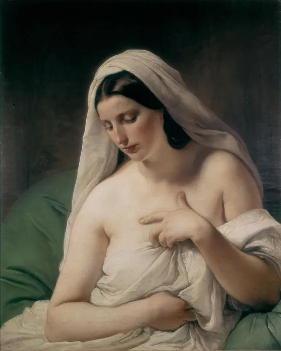 Framed Print : HAYEZFrancesco (1791-1882). Odalisque. 1867. Romanticism. Orientalism. Oil on canvas. ITALY. Milan. Pinacotheca of Brera. AISA / Everett Collection (19325)**US SALES ONLY**