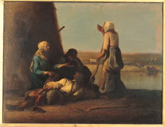 Framed Print : The Haymakers Rest, by Jean-Franois Millet, 1848, 19th Century, oil on canvas, cm 89 x 116 - France, Ile de France, Paris, Muse dOrsay, RF2049. All