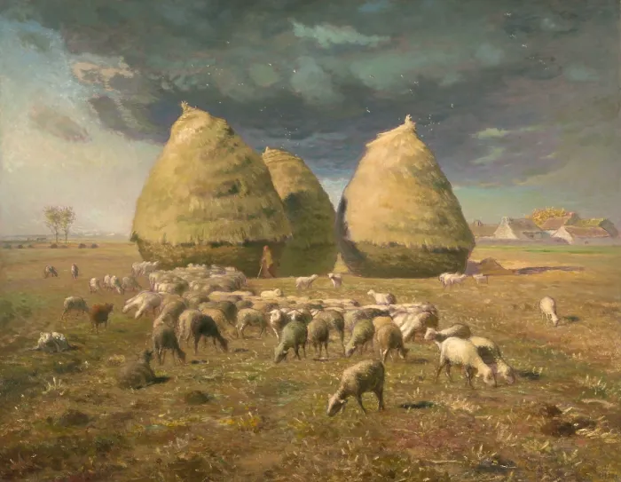 Framed Print : HAYSTACKS: AUTUMN, by Jean-Francois Millet, 1874, French painting, oil on canvas Framed Print : HAYSTACKS: AUTUMN, by Jean-Francois Millet, 1874, French painting, oil on canvas