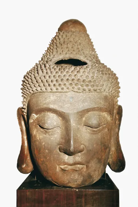 Framed Print : Head of Buddha. 970-1279. Iron figure. Chinese art. Song period. Sculpture. UNITED STATES OF AMERICA. New York City. Metropolitan Museum of Art