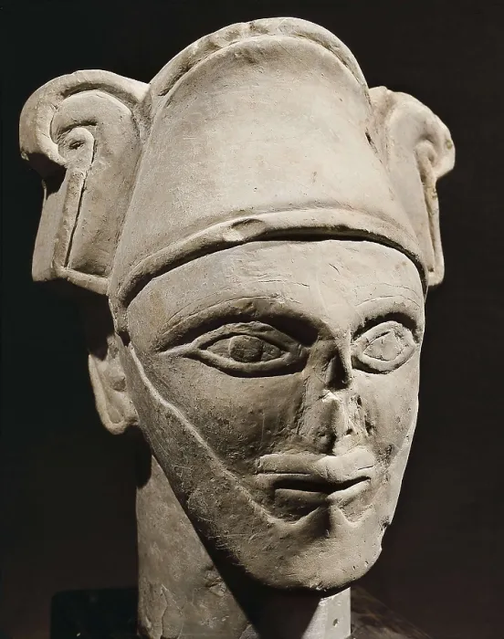 Framed Print : Head of a Semitic Chief. ca. 14th c. Iron Age. Sculpture on rock. JORDAN. Amman. Archaeological Museum. AISA / Everett Collection**US SALES ONLY**