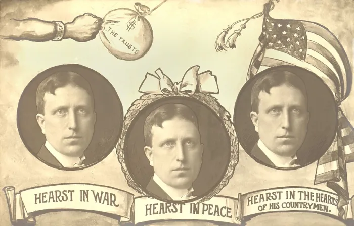 Framed Print : Hearst in War, Hearst in Peace, Hearst in the Hearts of his Countrymen. Newspaperman William Randolph Hearst, ran for governor of New York in 1906 Framed Print : Hearst in War, Hearst in Peace, Hearst in the Hearts of his Countrymen. Newspaperman William Randolph Hearst, ran for governor of New York in 1906