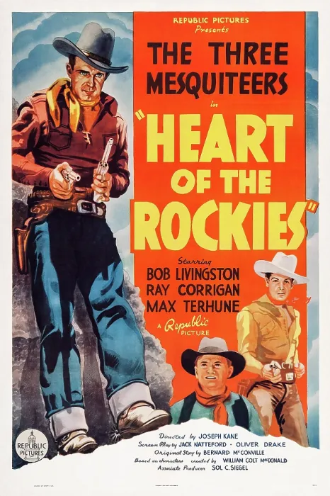 Framed Print : HEART OF THE ROCKIES, US poster art, from left: Ray Corrigan, Bob Livingston, Max Terhune, 1937