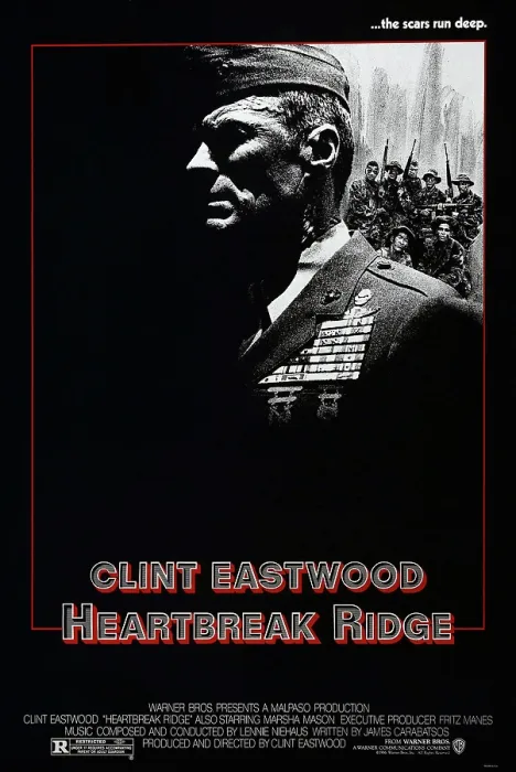 Framed Print : HEARTBREAK RIDGE, US poster, Clint Eastwood, 1986. Warner Bros. Pictures / courtesy Everett Collection Framed Print : HEARTBREAK RIDGE, US poster, Clint Eastwood, 1986. Warner Bros. Pictures / courtesy Everett Collection