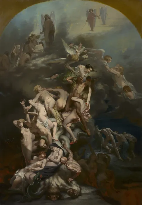 Framed Print : Heaven-Hell, 1850 Octave Tassaert, 1800-1874, French Romanticist painting, oil on canvas