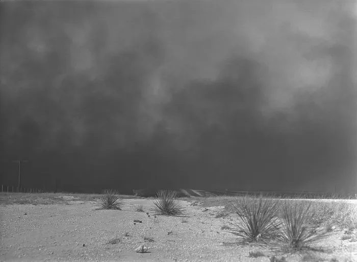 Framed Print : Heavy black clouds of dust rising over the Texas Panhandle, Texas. March 1936 photo by Arthur Rothstein