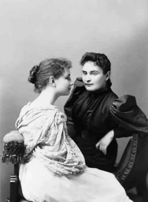 Framed Print : Helen Keller (1880-1968) and her devoted teacher, Anne Sullivan (1866-1936) (on right)