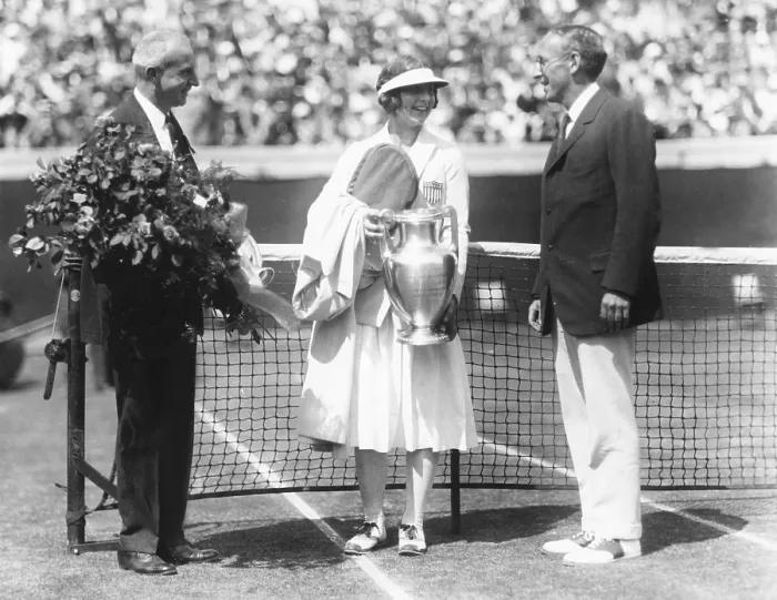 Framed Print : Helen Wills holds the trophy for winning the National Women's Singles Championship. August 18, 1923