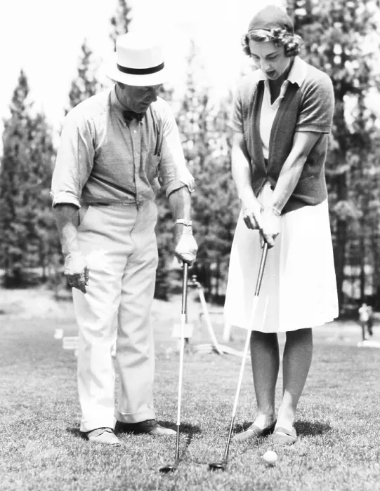Framed Print : Helen Wills Moody brushed up on her golf game with Tom Nicholl, in Glenbrook, Nevada. July 24, 1937 Framed Print : Helen Wills Moody brushed up on her golf game with Tom Nicholl, in Glenbrook, Nevada. July 24, 1937