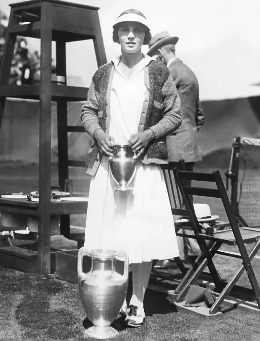 Framed Print : Helen Wills, with trophies at the U.S. National Tennis Tournament at Forest Hills. August 18, 1923