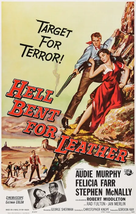 Framed Print : HELL BENT FOR LEATHER, top from left: Audie Murphy, Felicia Farr, bottom from left: Felicia Farr, Audie Murphy, 1960