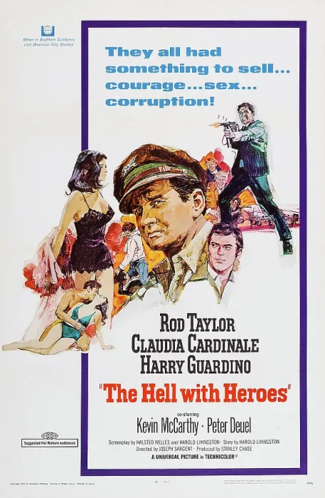 Framed Print : THE HELL WITH HEROES, l-r: Claudia Cardinale, Rod Taylor, Harry Guardino on poster art, 1968 Framed Print : THE HELL WITH HEROES, l-r: Claudia Cardinale, Rod Taylor, Harry Guardino on poster art, 1968