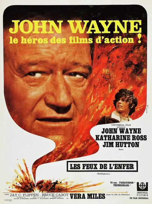 Framed Print : HELLFIGHTERS, (aka LES FEUX DE L'ENFER), French poster, John Wayne, Katharine Ross, 1969