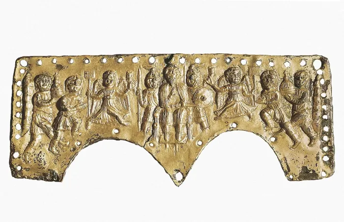 Framed Print : Helmet Plate of Agilulf. beg. 7th c. Lombardian art. Ostrogothic or Lombardian art. Jewelry. ITALY. Florence. Bargello National Museum. AISA / Everett Collection**US SALES ONLY**