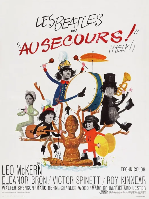 Framed Print : HELP!, (aka AU SECOURS!), French poster art, top: Ringo Starr, Paul McCartney; bottom. Eleanor Bron, George Harrison, John Lennon, 1965 Framed Print : HELP!, (aka AU SECOURS!), French poster art, top: Ringo Starr, Paul McCartney; bottom. Eleanor Bron, George Harrison, John Lennon, 1965