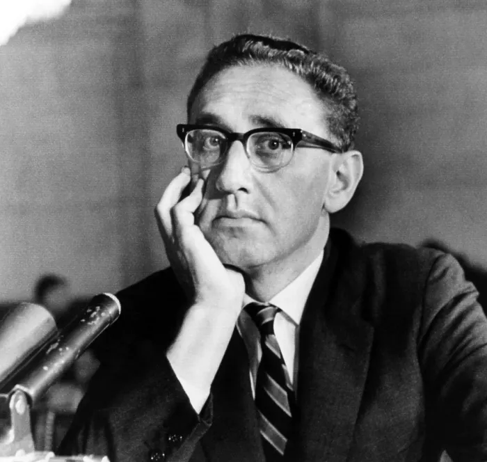 Framed Print : Henry A. Kissinger, testifying before the Santa Fe Foreign Relations Committee, June 27, 1966.. Courtesy: CSU Archives  /  Everett Collection
