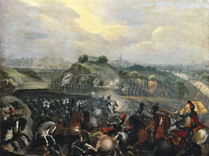 Framed Print : Henry IV in the Battle of Ivry, 14th March 1590. beg. 17th c. France. Wars of Religion. Battle of Ivry (14th March 1590). Oil on wood. FRANCE. Versailles. Palace of Versailles