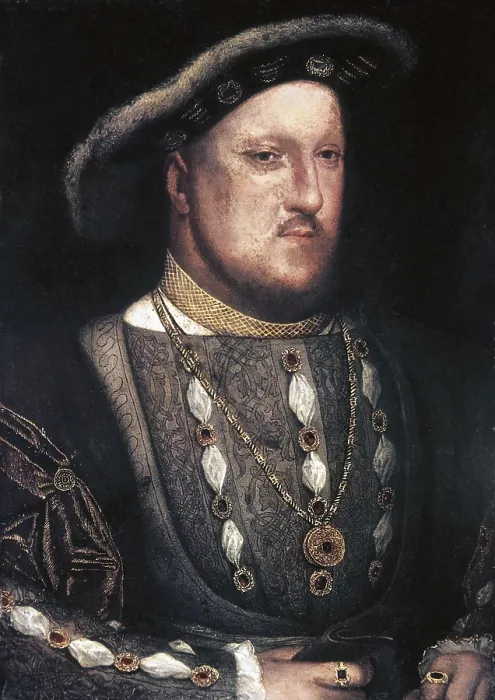 Framed Print : Henry VIII. ca. 1536. Portrait of an anonymous artist from an original by Hans Holbein. Renaissance art. Oil. UNITED KINGDOM. London. National Portrait Gallery