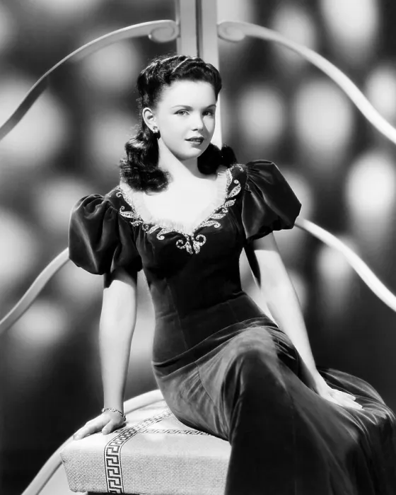 Framed Print : GET HEP TO LOVE, Gloria Jean, in a blue velveteen sub-deb gown with gold embroidery, by Vera West, 1942 Framed Print : GET HEP TO LOVE, Gloria Jean, in a blue velveteen sub-deb gown with gold embroidery, by Vera West, 1942