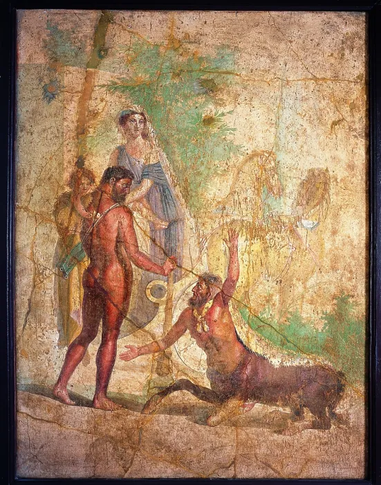 Framed Print : Heracles and Nessus, by unknown artist, 30-45, 1st Century A.D. ripped fresco, 152 x 124 cm - Italy, Campania, Naples, National Archaeological Museum, Room LXX, inv. 9001 Framed Print : Heracles and Nessus, by unknown artist, 30-45, 1st Century A.D. ripped fresco, 152 x 124 cm - Italy, Campania, Naples, National Archaeological Museum, Room LXX, inv. 9001