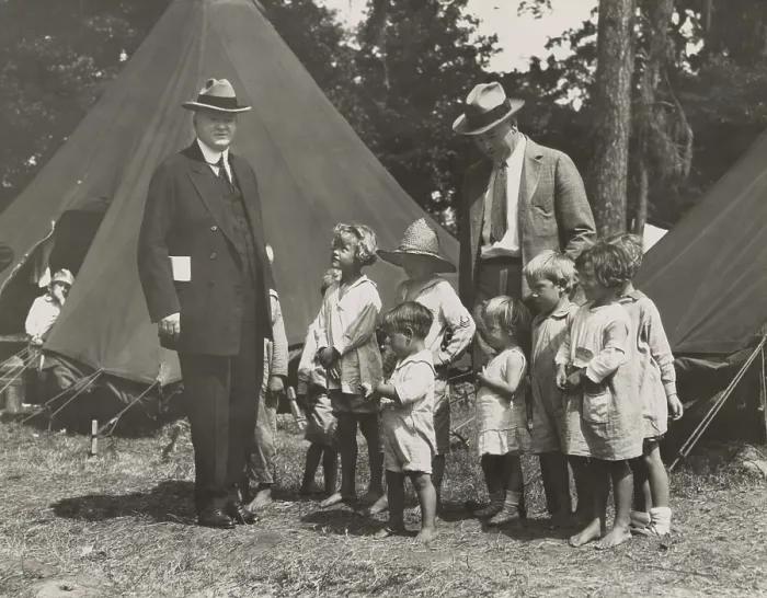 Framed Print : Herbert Hoover with girls and boys at a tent camp during the Great Mississippi River Flood in 1927. The worst effected states were Arkansas, Mississippi, and Louisiana Framed Print : Herbert Hoover with girls and boys at a tent camp during the Great Mississippi River Flood in 1927. The worst effected states were Arkansas, Mississippi, and Louisiana