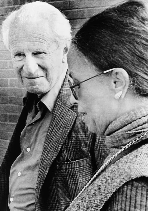 Framed Print : Herbert Marcuse talks with Mrs. Sallye Davis, mother of Angela Davis. March 14, 1972. They were attending the trial of Angela Davis, a former student of Marcuse