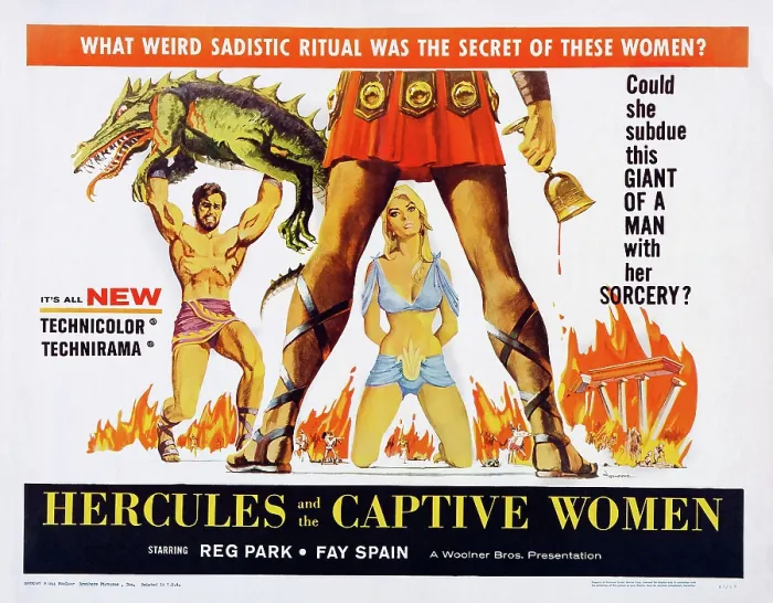 Framed Print : HERCULES AND THE CAPTIVE WOMEN, US poster art, Reg Park (far left), 1961 Framed Print : HERCULES AND THE CAPTIVE WOMEN, US poster art, Reg Park (far left), 1961