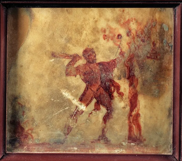 Framed Print : Hercules and the Hydra, by unknown artist, 54-68, 1st Century A.D. painting on marble, 12 x 14 cm - Italy, Campania, Naples, National Archaeological Museum, Room LXVI, inv