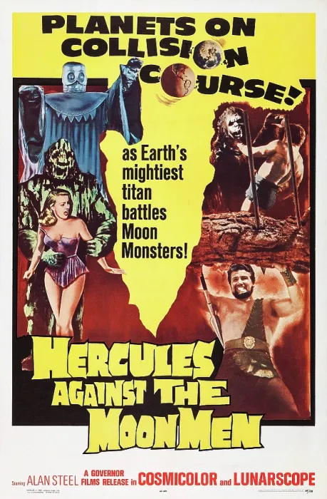 Framed Print : HERCULES AGAINST THE MOON MEN, (aka MACISTE E LA REGINA DI SAMAR), US poster, Sergio Ciani (as Alan Steel) (bottom right), 1965
