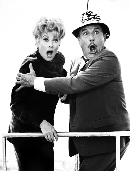 Framed Print : HERE'S LUCY, from left, Lucille Ball, Gale Gordon, Lucy and the Great Airport Chase, season 1, episode 19, aired February 3, 1969