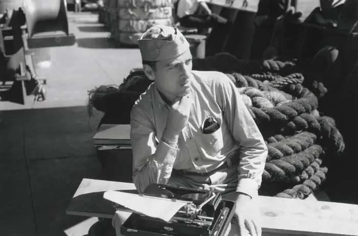 Framed Print : Herman Wouk served aboard minesweepers during WW2 and participated in eight Pacific invasions. He began his second novel, AURORA DAWN, while still in the Navy