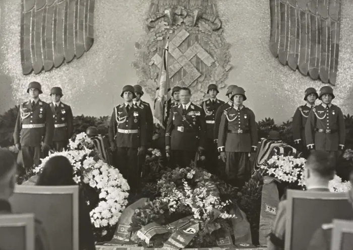 Framed Print : Hermann Goering at the funeral of Captain Curt Mantius, May 27, 1937. Hauptmann (captain) Mantius, was the First Air Force aide-de-camp of Hitler