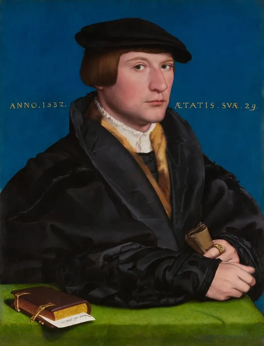 Framed Print : HERMANN VON WEDIGH III, by Hans Holbein the Younger, 1532, German painting, oil on wood. The sitter is a German merchant of the Hanseatic League, who worked in London