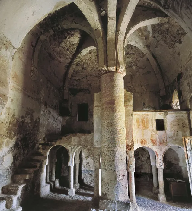 Framed Print : Hermitage of San Baudelio de Berlanga. end 11th c. SPAIN. Caltojar. Casillas de Berlanga. Hermitage of San Baudelio de Berlanga. Tribune. Mozarabic art. Architecture