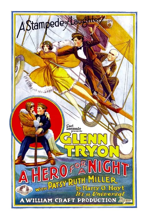 Framed Print : A HERO FOR A NIGHT, encircled on lower left, from left to right: Patsy Ruth Miller, Glenn Tryon; on airplane above, from left to right: Patsy Ruth Miller, Glenn Tryon Framed Print : A HERO FOR A NIGHT, encircled on lower left, from left to right: Patsy Ruth Miller, Glenn Tryon; on airplane above, from left to right: Patsy Ruth Miller, Glenn Tryon