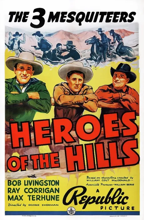 Framed Print : HEROES OF THE HILLS, US poster art, from left: Ray Corrigan, Bob Livingston, Max Terhune, 1938
