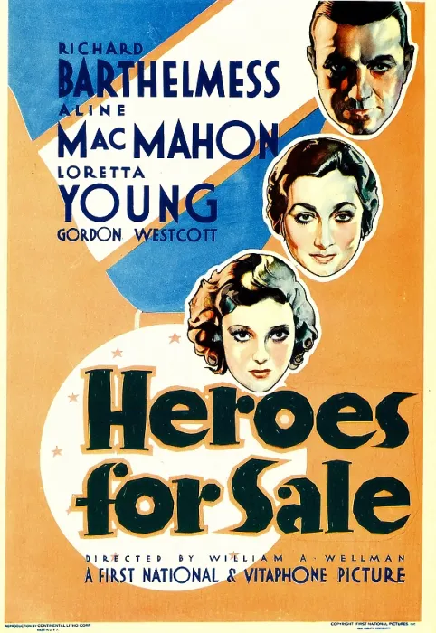 Framed Print : HEROES FOR SALE, from top: Richard Barthelmess, Aline MacMahon, Loretta Young on midget window card, 1933