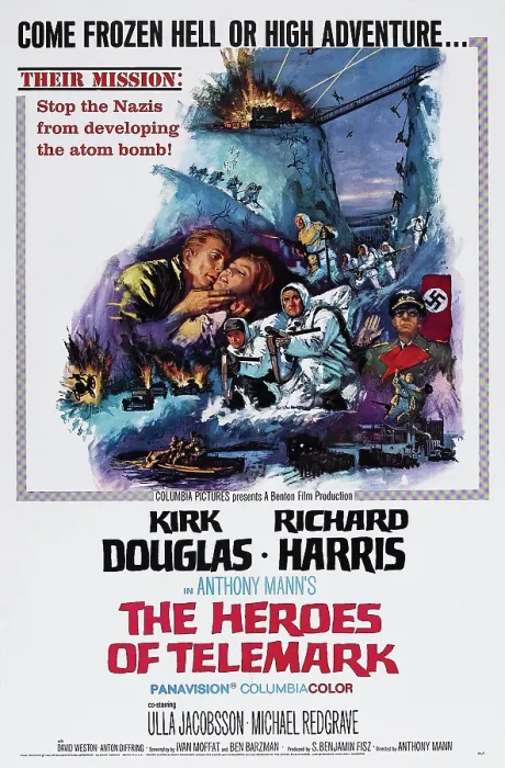 Framed Print : THE HEROES OF TELEMARK, US poster art, Kirk Douglas, (left), 1965