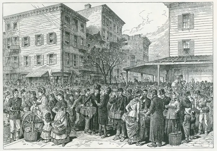 Framed Print : Hester Street Market on New York City's Lower East Side in 1884