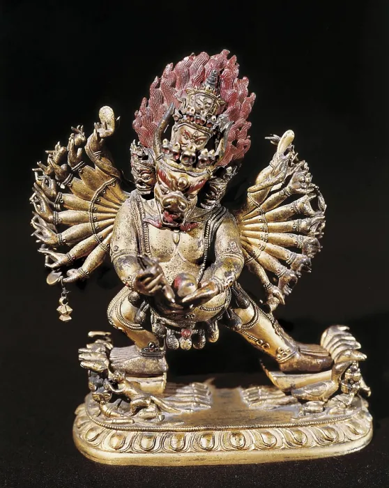 Framed Print : Hevajra. 18th c. Buddhist Tantric deity. Golden bronze. Tibetan art. Sculpture. FRANCE. Paris. Guimet Museum. Proc: CHINA. TIBET