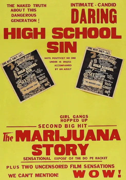 Framed Print : HICH SCHOOL SIN & THE MARIJUANA STORY, (aka THE MARIHUANA STORY), US poster, 1950s