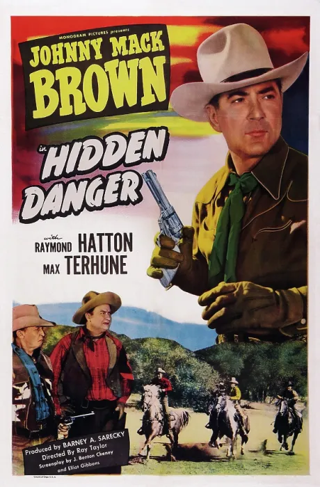 Framed Print : HIDDEN DANGER, US poster art, from left: Raymond Hatton, Max Terhune, Johnny Mack Brown, 1948