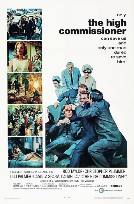 Framed Print : THE HIGH COMMISSIONER, (aka NOBODY RUNS FOREVER), US poster art, Camilla Sparv, (second from top left), Christopher Plummer, (left of center), Rod Taylor, (center), 1968