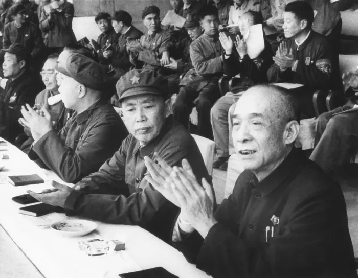 Framed Print : High level Chinese Government officials during the Cultural Revolution. Center: Xie Fuzhi (Hsieh Fu-Chih), Vice Premier and Minister of Public Security Framed Print : High level Chinese Government officials during the Cultural Revolution. Center: Xie Fuzhi (Hsieh Fu-Chih), Vice Premier and Minister of Public Security