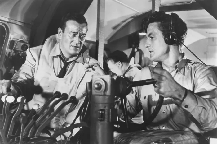 Framed Print : THE HIGH AND THE MIGHTY, from left: John Wayne, Robert Stack, 1954 Framed Print : THE HIGH AND THE MIGHTY, from left: John Wayne, Robert Stack, 1954