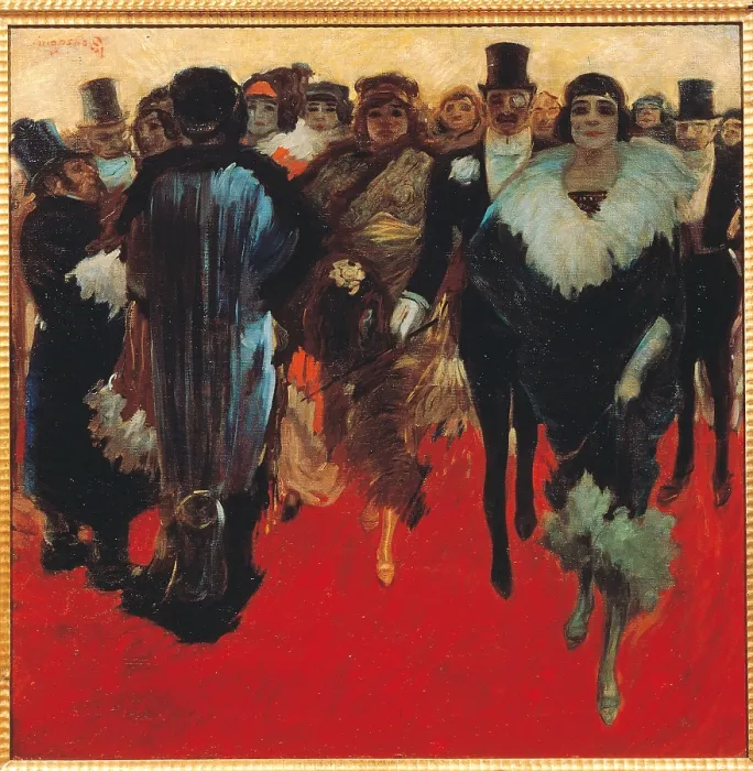 Framed Print : High Society, by Aroldo Bonzagni, 1910, 20th Century, oil on canvas, cm 102 x 102 - Italy, Lombardy, Milan, Private Collection. All