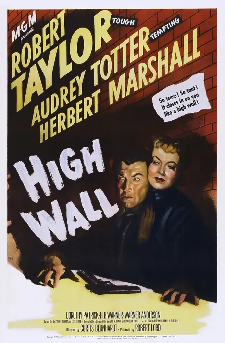 Framed Print : HIGH WALL, US poster, from left: Robert Taylor, Audrey Totter, 1947