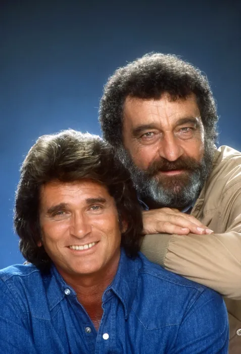 Framed Print : HIGHWAY TO HEAVEN, from left: Michael Landon, Victor French, 1984-1989